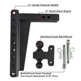 Bulletproof 22,000# 12" Drop Adjustable Ball Mount 2" & 2 5/16", 2" Shank