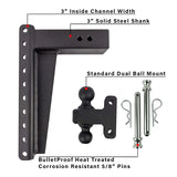 Bulletproof 22,000# 14" Drop Adjustable Ball Mount 2" & 2 5/16", 3" Shank
